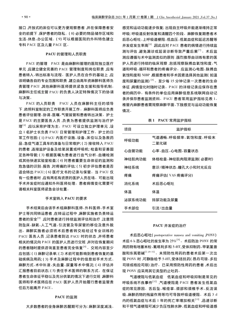 【麻醉领域】麻醉后监测治疗专家共识