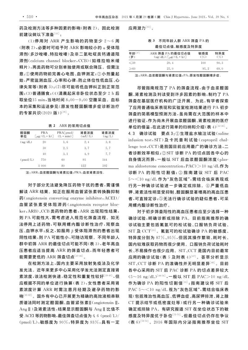 【内分泌领域】高血压患者中原发性醛固酮增多症检出、诊断和治疗的指导意见