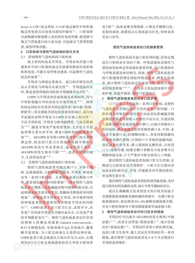 慢性气道疾病患者口腔健康管理及诊疗风险防范专家共识（2022版）