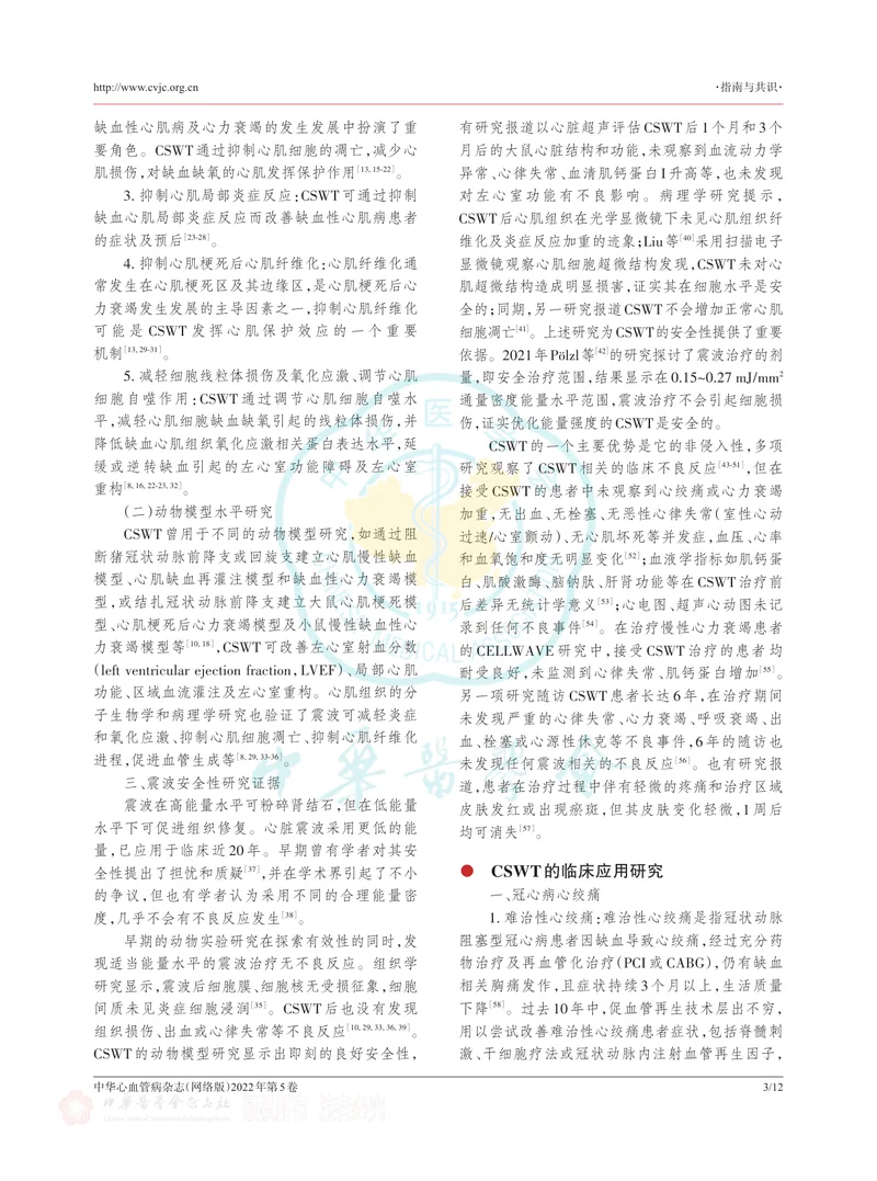 体外心脏震波治疗冠心病中国专家共识（2022版）