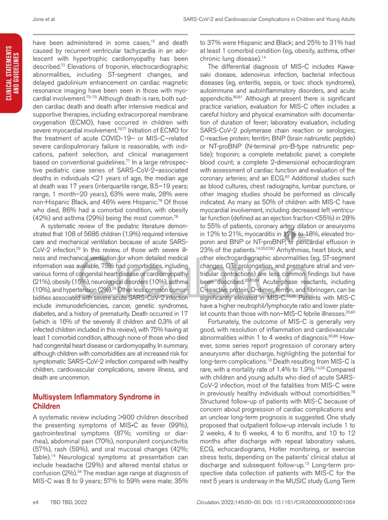 AHA：儿童和青年人群SARS-CoV-2感染及相关心血管表现和并发症的科学声明（2022）