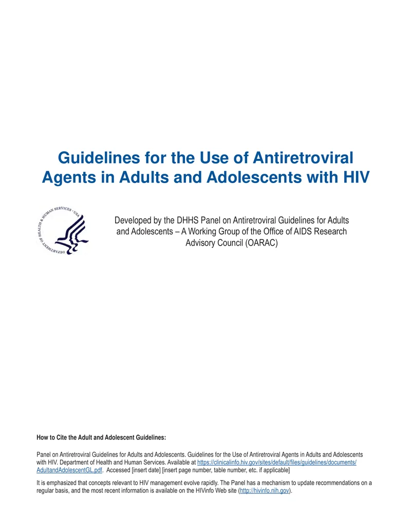 HHS：HIV感染的成人及青少年应用抗逆转录病毒药物治疗指南（2022）