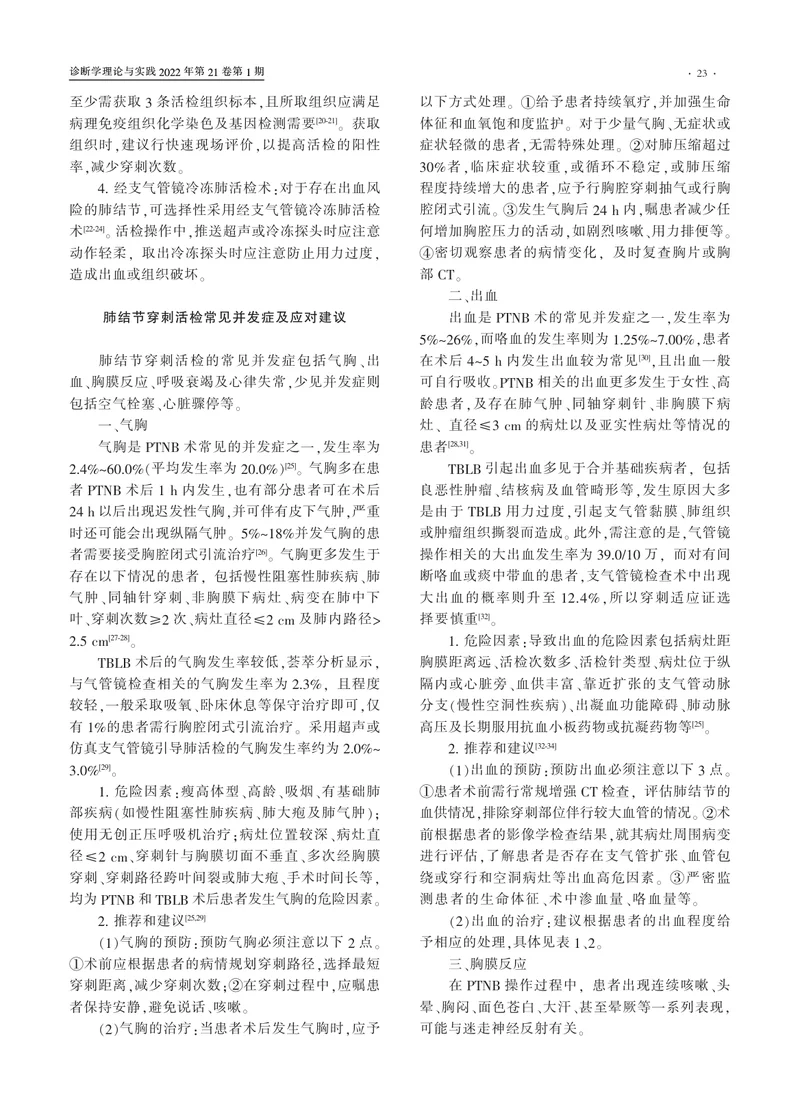肺结节活检术风险管理瑞金专家共识