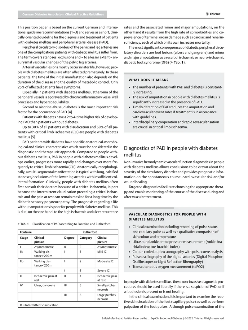 DDG：糖尿病患者外周动脉疾病的诊断和治疗的立场文件（2022）