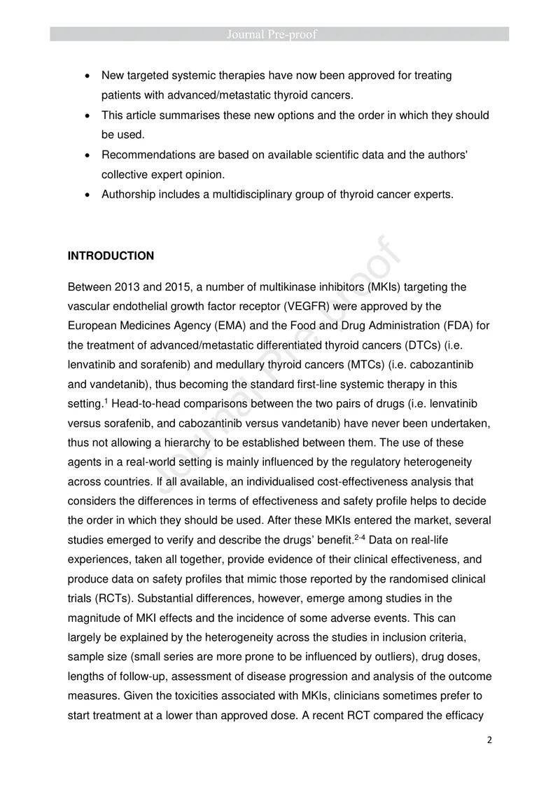 ESMO：晚期甲状腺癌系统治疗的临床实践指南（2022）