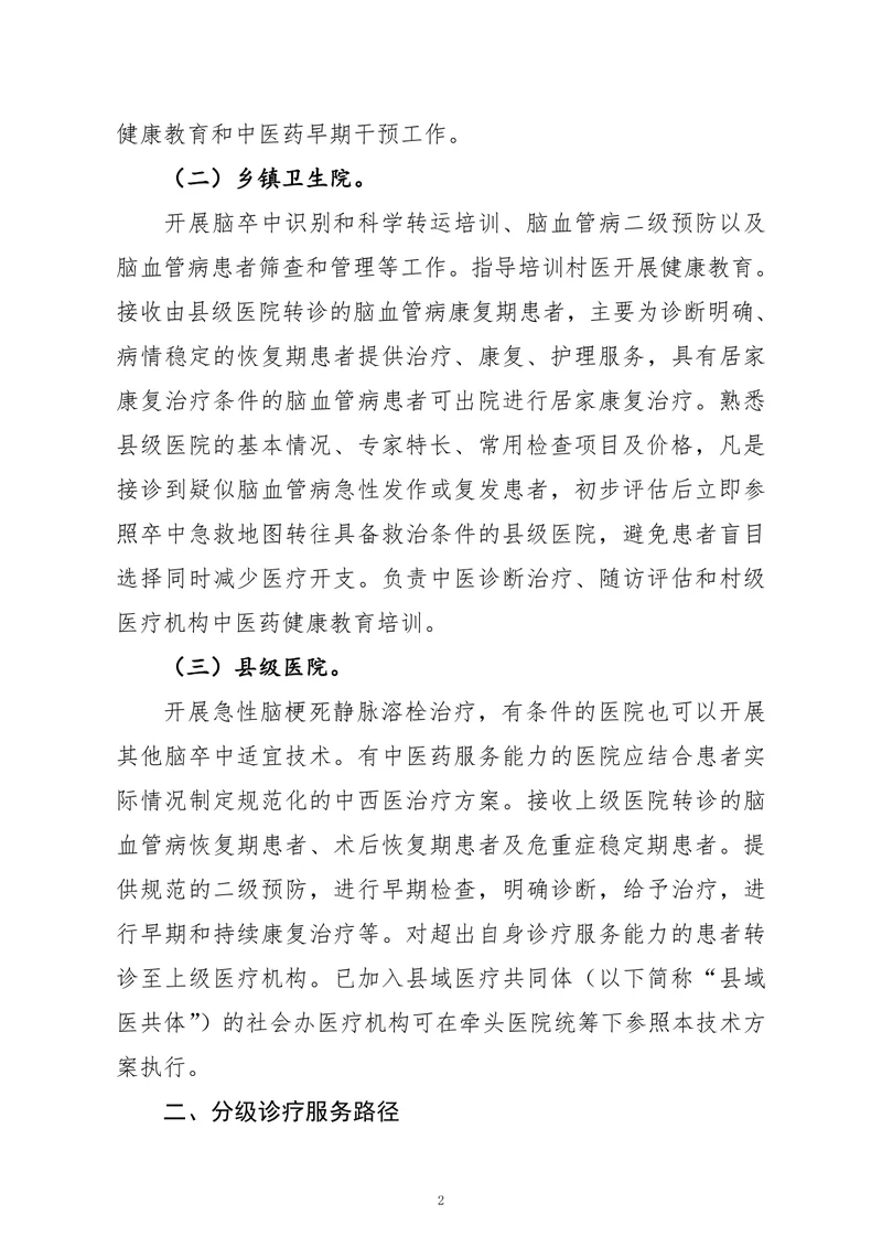 县域脑血管病分级诊疗技术方案（2022）
