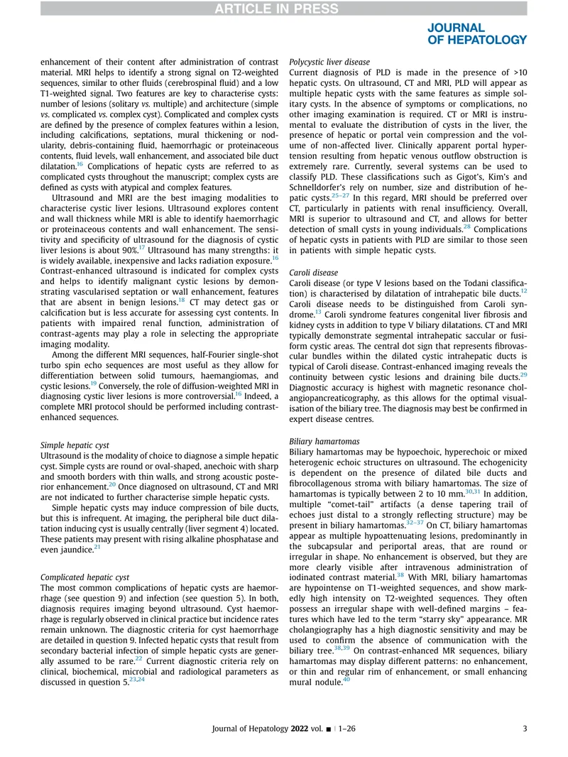 EASL：肝脏囊性病变管理的临床实践指南（2022）