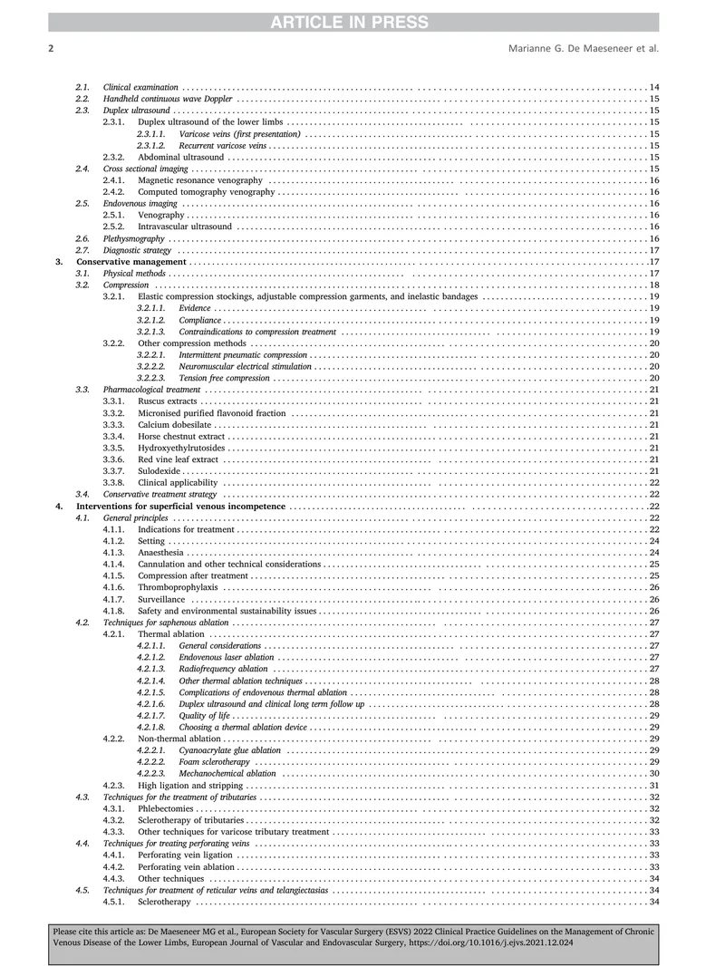 ESVS：下肢慢性静脉疾病管理的临床实践指南（2022）