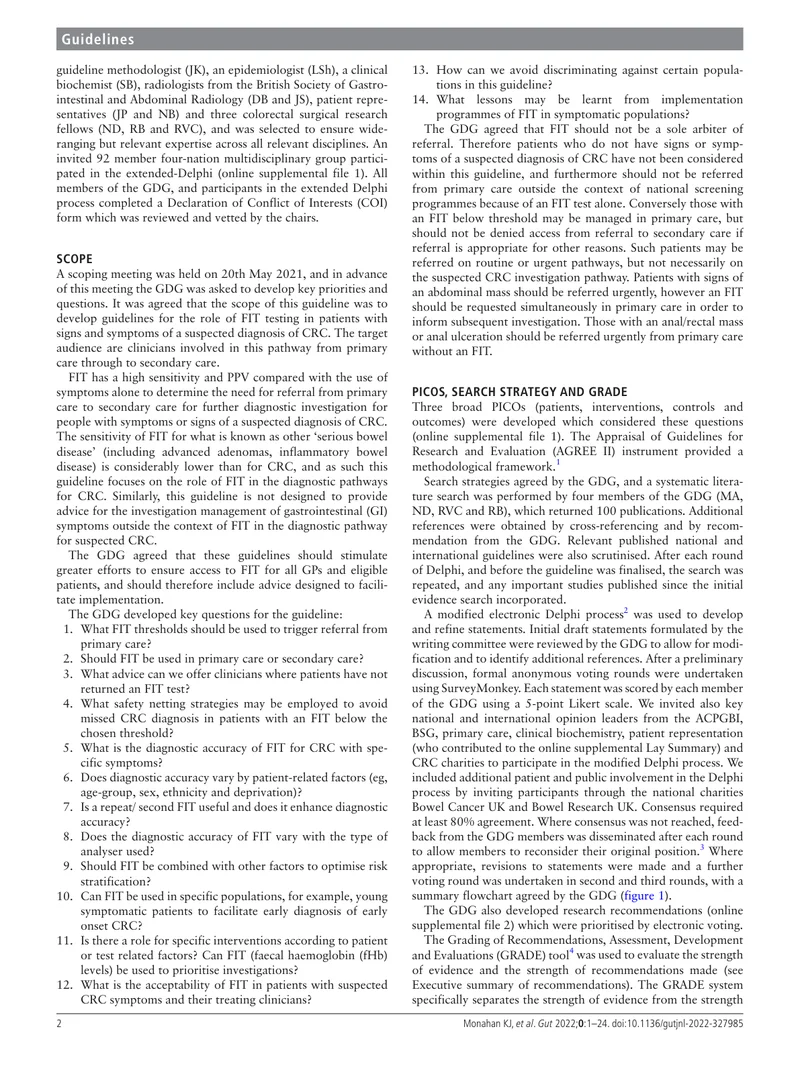 ACPGBI BSG：具有疑似结直肠癌症状和体征患者的粪便免疫化学检测指南（2022）