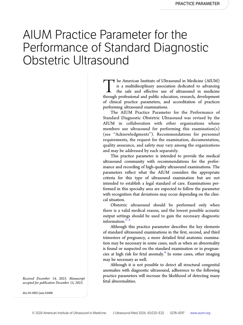2024+AIUM实践参数：标准诊断性产科超声的表现