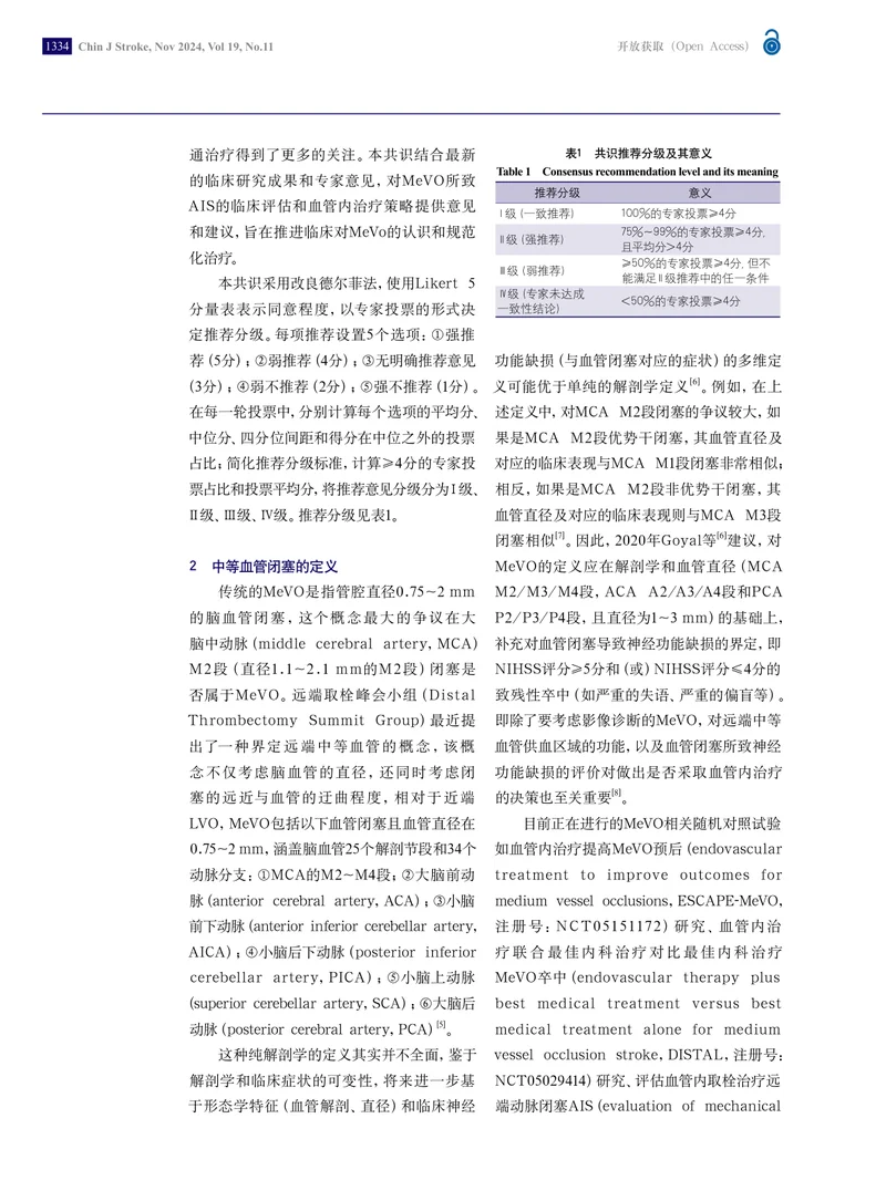 急性缺血性卒中中等血管闭塞管理中国专家共识2024