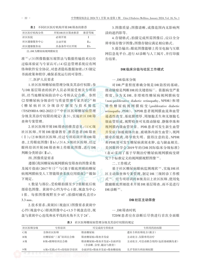 社区医疗机构糖尿病视网膜病变筛查工作流程与管理规范的专家共识（2023版）