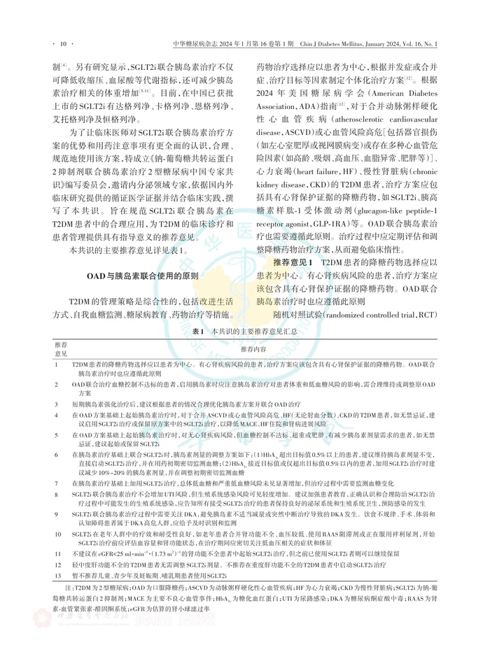 钠-葡萄糖共转运蛋白2抑制剂联合胰岛素治疗2型糖尿病中国专家共识（2023版）