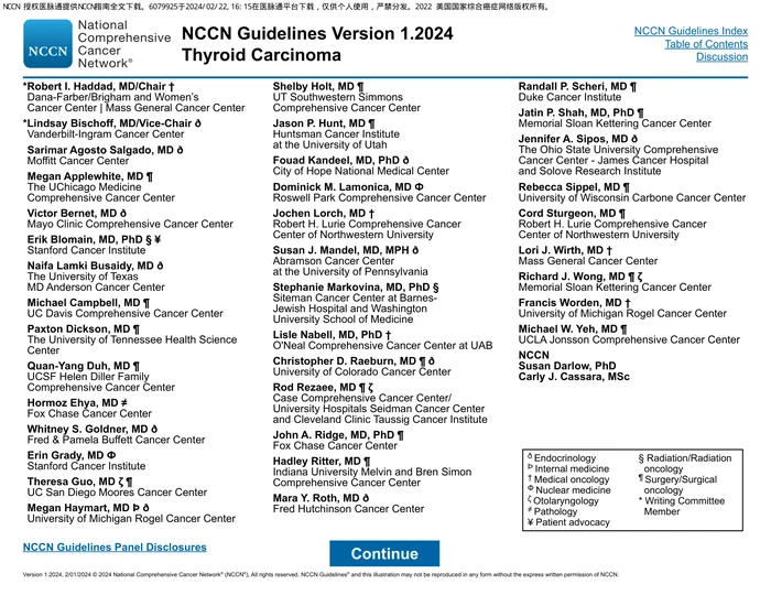（2024.V1）NCCN临床实践指南：甲状腺癌