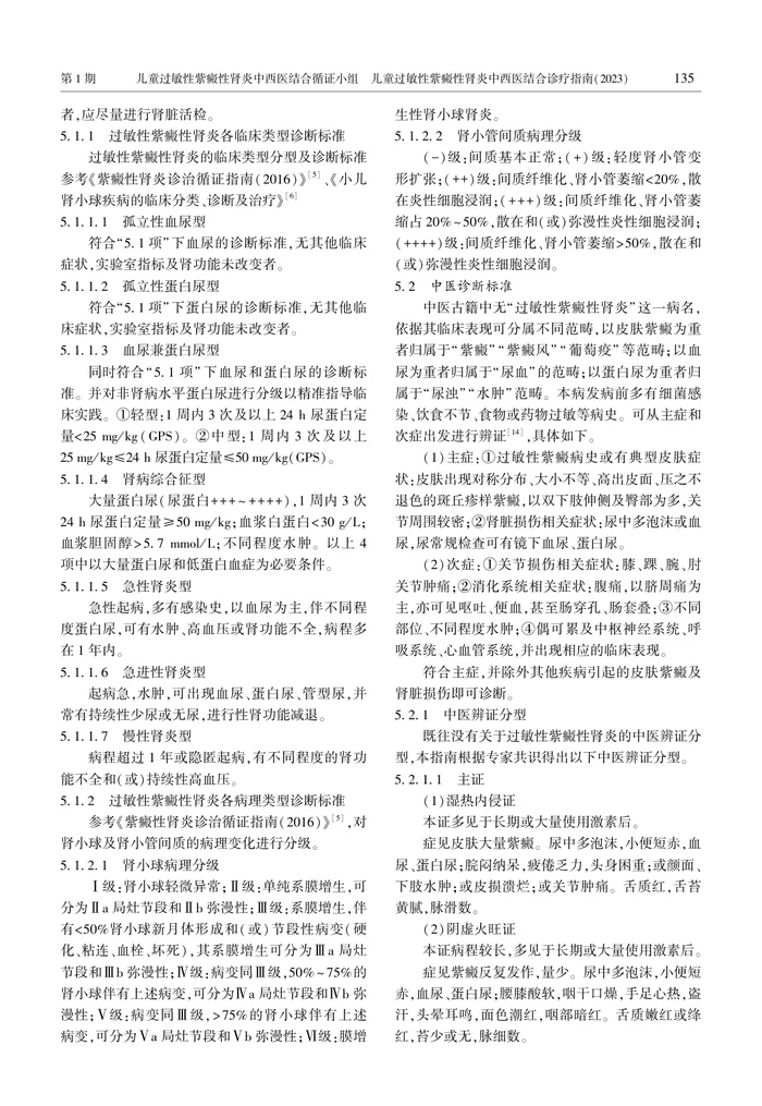 儿童过敏性紫癜性肾炎中西医结合诊疗指南（2023）