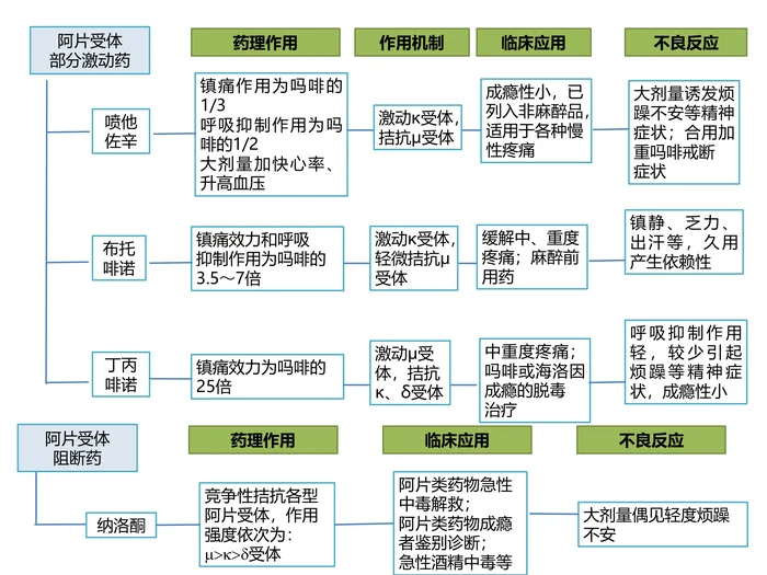 第十九章 镇痛药 本章小结