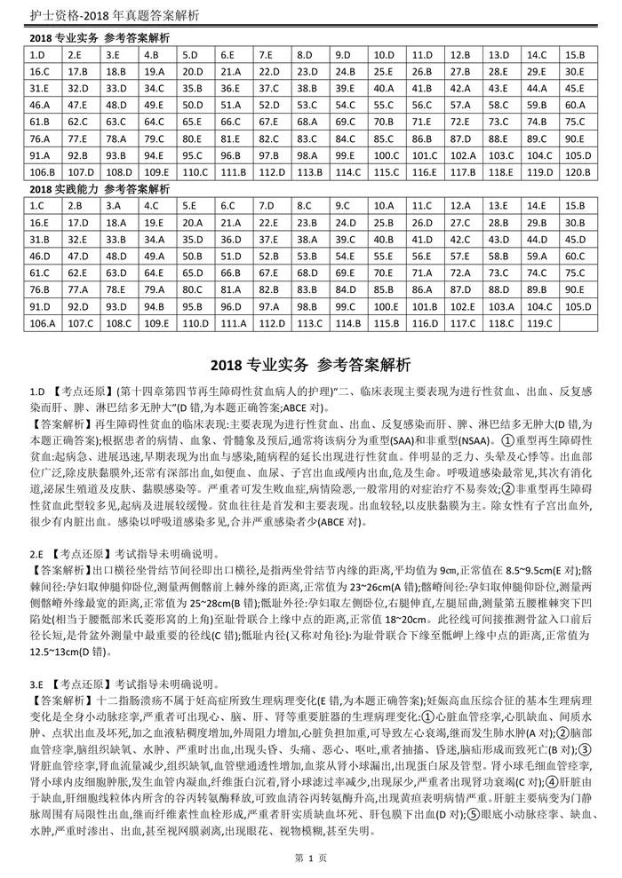 2018【历年真题】答案解析